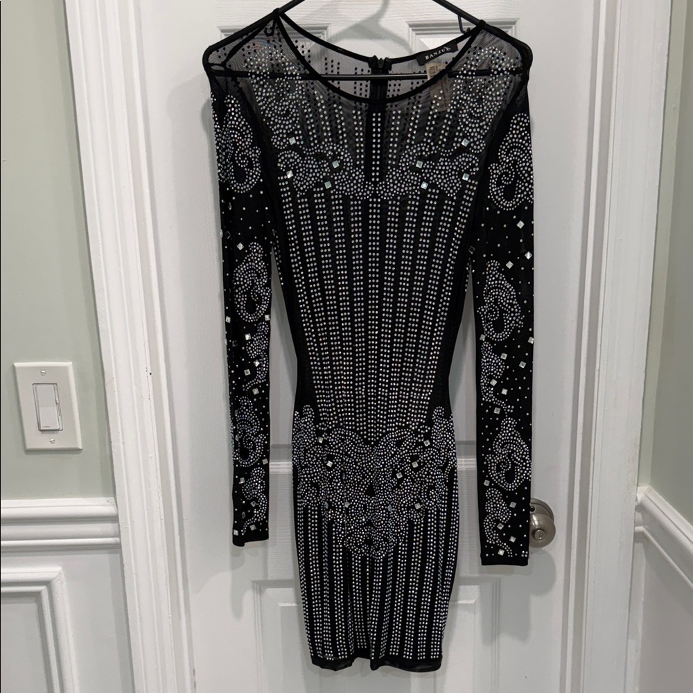 Banjul Black and Silver Long Sleeve Dress